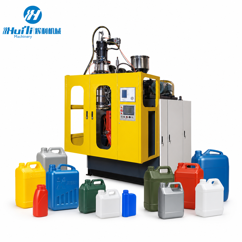 Máquina automática de moldeo por extrusión y soplado para fabricación de botellas de HDPE y bidón de PP